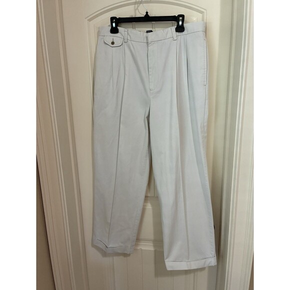 Tommy Hilfiger Mens Chino Pants Size 36x29 Sand Beige  Casual Pleated Front - Picture 1 of 2